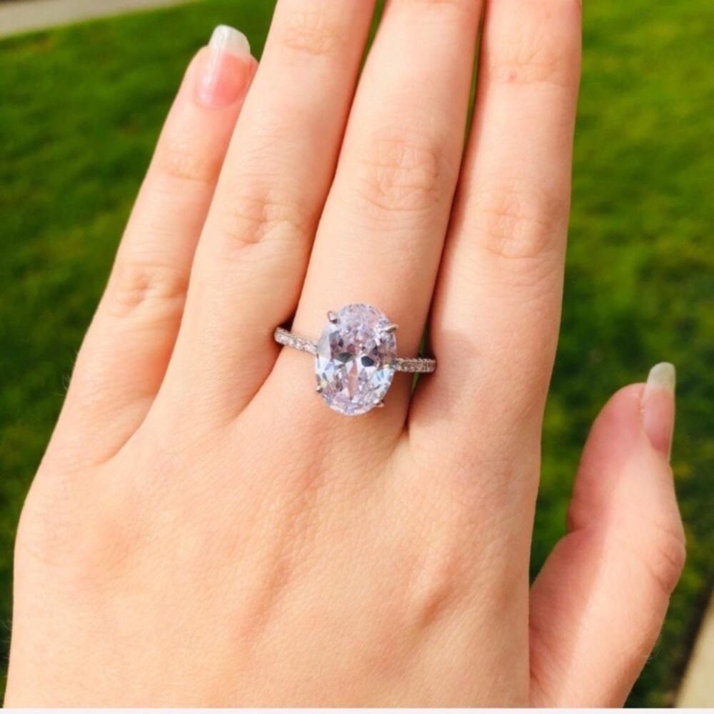 925 Silver Oval White Sapphire Ring - Picture 6 of 9